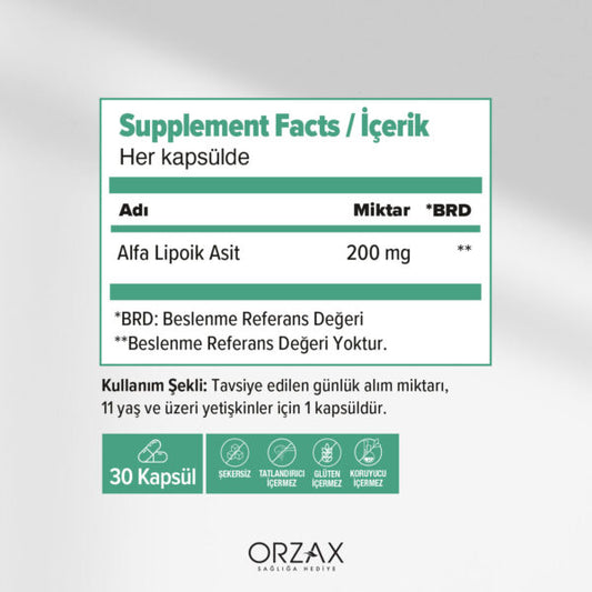 Ocean Alfa Lipoik Asit 200 mg 30 Tablet