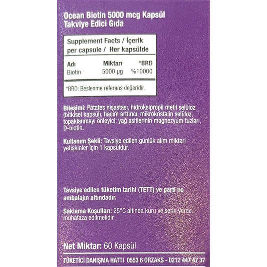 Ocean Biotin 5000 mcg 60 Kapsül