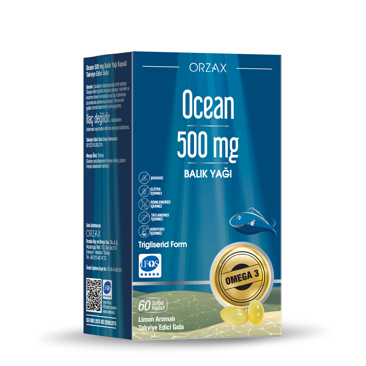 Ocean Omega 3 Balık Yağı 500 mg 60 Kapsül