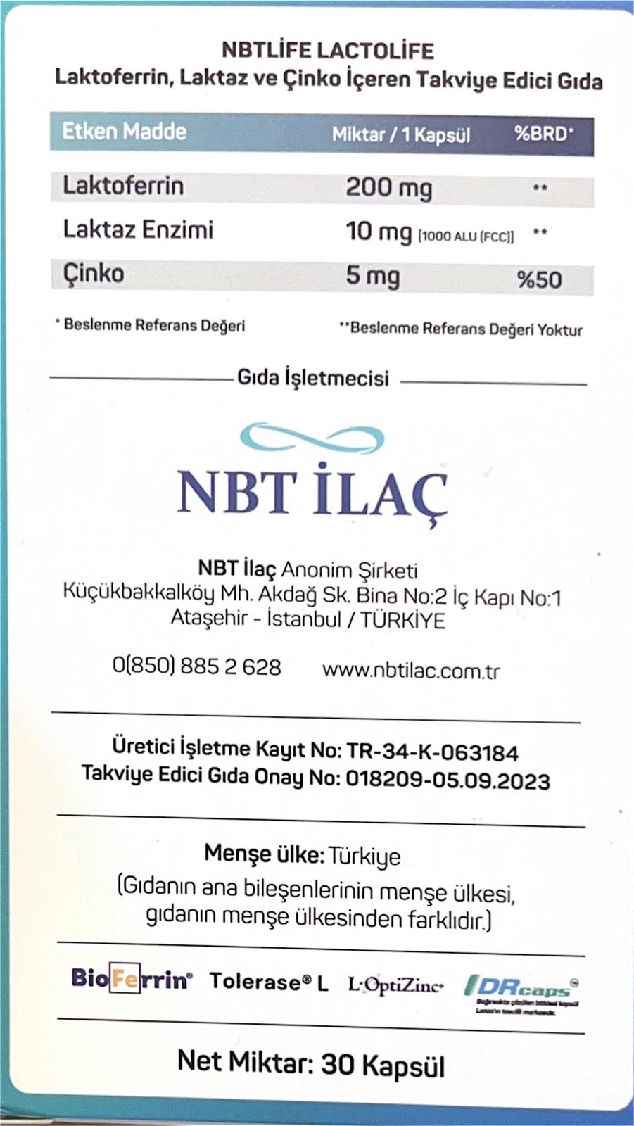 NBT Life Lactolife 30 Kapsül