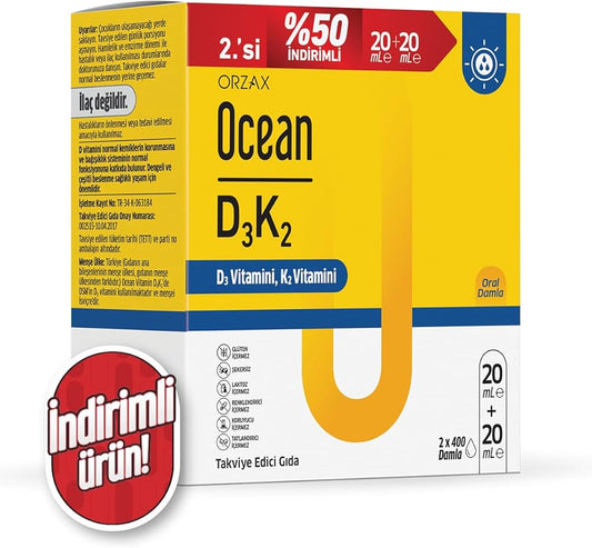 Ocean D3K2 Damla 20+20 ml - İkincisi %50 İndirimli